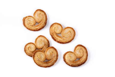 Palmier puff pastry isolated on white background.の写真素材