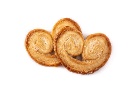 Palmier puff pastry isolated on white background.の写真素材