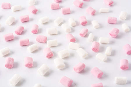 Sweet marshmallows topping isolated on white backgroundの写真素材