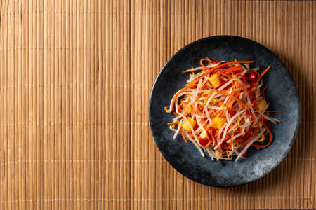 Healthy Chinese cabbage salad in plateの写真素材