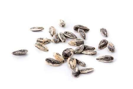 Sunflower seeds isolated on white backgroundの写真素材