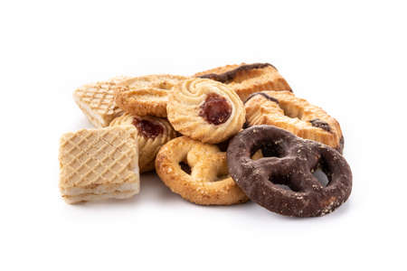 Assortment of bakery pastries isolated on white backgroundの写真素材