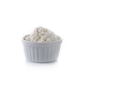Fresh cottage cheese isolated on white backgroundの写真素材