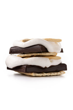 Homemade smores isolated on white background