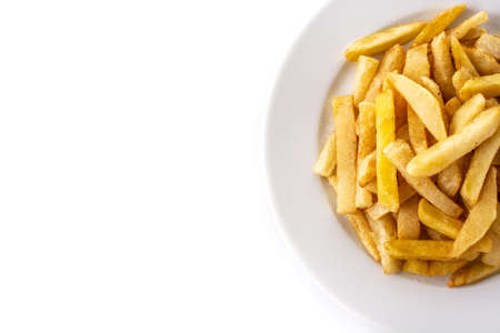 Fried potatoes, french fries isolated on white background