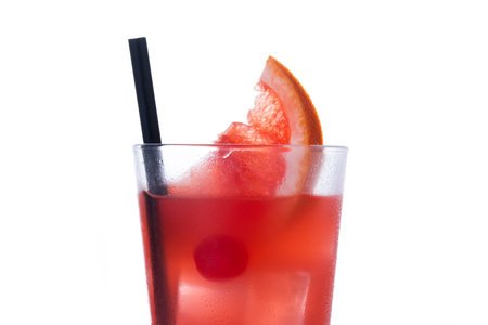 Sea breeze cocktail in glass isolated on white backgroundの写真素材