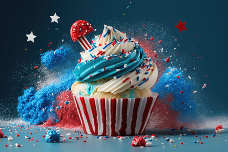 Independence Day cupcake for 4th July celebrationの写真素材
