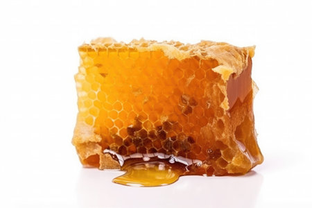 Honeycomb with honey isolated on white background.の素材