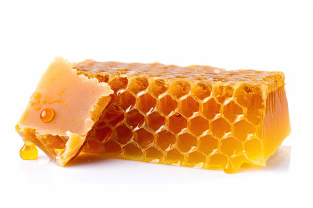 Honeycomb with honey isolated on white background.の素材