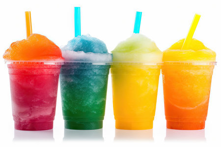 Colorful summer slushies isolated on white background. AI generative.の素材