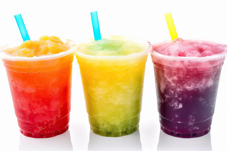 Colorful summer slushies isolated on white background. AI generative.の素材