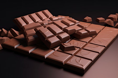 Black Chocolate bar on black background.の素材