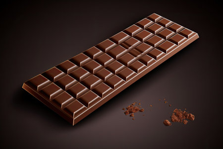 Black Chocolate bar on black background.の素材