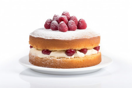 Victoria Sponge Cake isolated on white background. Traditional London dessert.の素材
