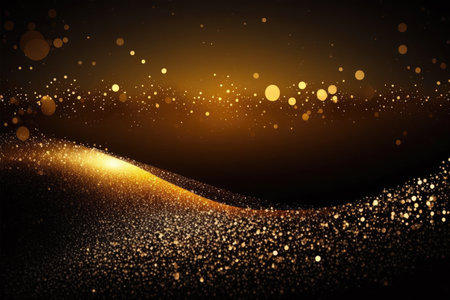 waves of shiny waves on black background. Background for christmas, new year, new year's eveの素材