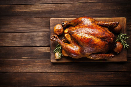 Thanksgiving dinner with roasted turkey. copy spaceの素材