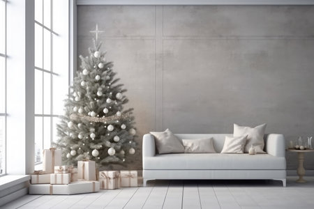 christmas white luxury living room scandinavian styleの素材