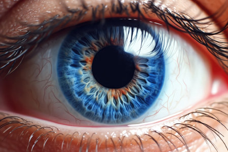 macro photography of a blue woman's eyeの素材