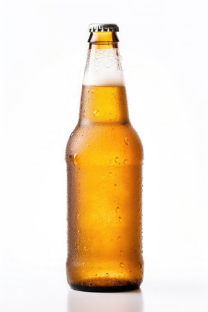 bottle of ria beer with droplets of condensation. copy spaceの素材
