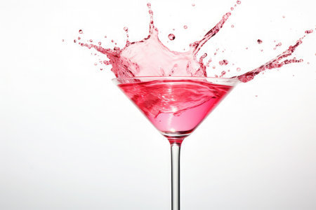 Classic cosmopolitan cocktail splash isolated on white backgroundの素材