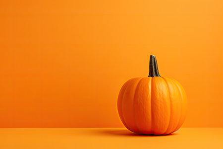 orange pumpkin on orange background. copy spaceの素材