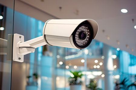 cctv system security cam in the shopping mallの素材