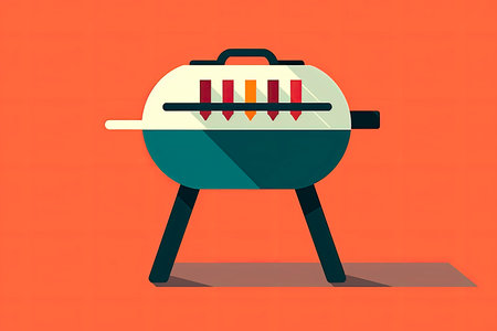 a flat design styled barbecue iconの素材