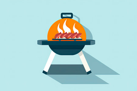 a flat design styled barbecue iconの素材