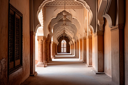 long corridor of a medieval castleの素材