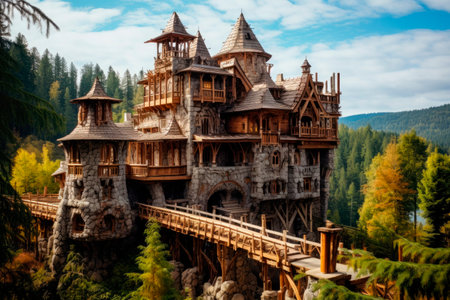 old wooden european castleの素材