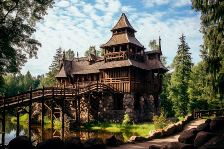 old wooden european castleの素材