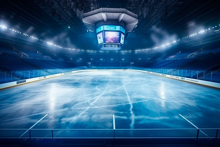 ice hockey stadium background. Winter sports hallの素材
