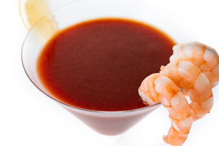 Shrimp cocktail isolated on white backgroundの写真素材