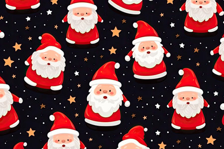 Santa claus and stars pattern backgroundの素材