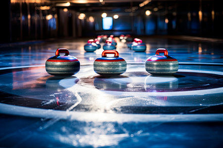 curling stones on iceの素材