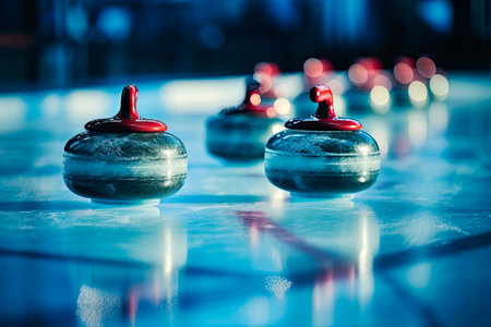 curling stones on iceの素材