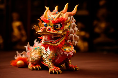 Typical Chinese dragon in the street. Worn by dancers in Chinese New Year celebrationの素材