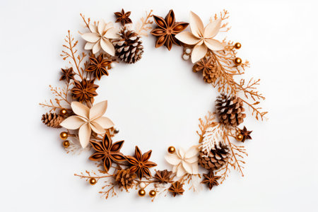 Christmas composition. Christmas wreath on white backgroundの素材