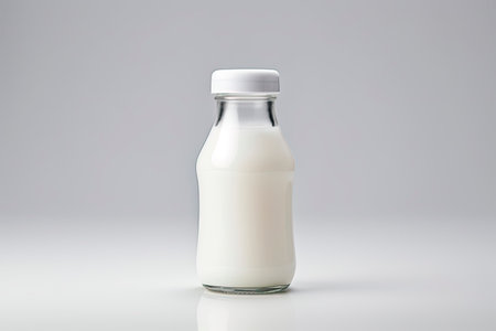 glass bottle with milk isolated on white backgroundの素材