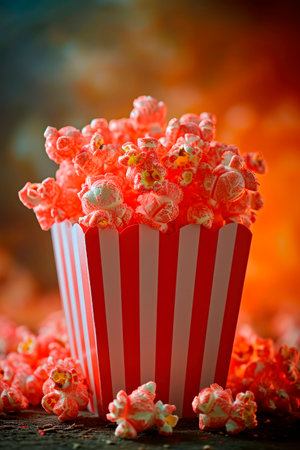 pink sweet popcorn in boxの素材