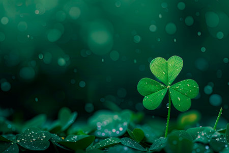 fresh three-leaved shamrocks background. St. Patrick`s day holiday symbolの素材