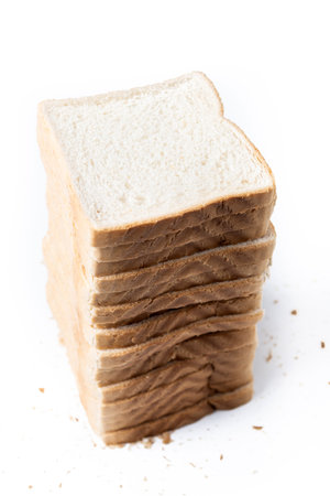 Sliced white bread isolated on white background.の写真素材