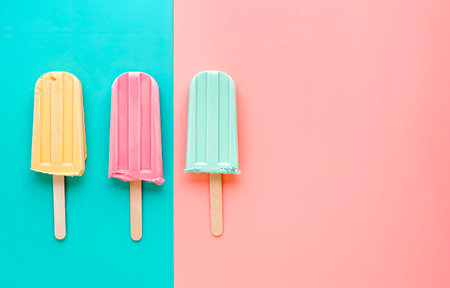 Colorful popsicle on pastel colors backgroundの素材
