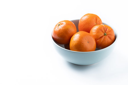 Fresh tangerines isolated on white backgroundの写真素材