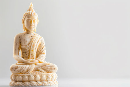 Happy buddha purnima. Buddhist figure on a white background with copy space. national day of birth of buddhaの素材