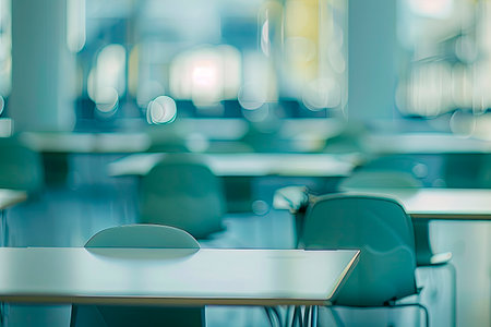 Empty classroom defocused background. Back to school conceptの素材