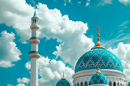 image of the architecture of a mosque with blue sky in the backgroundの素材