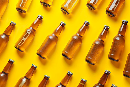 pattern of beers on yellow backgroundの素材