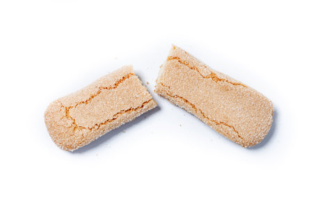 Italian ladyfingers savoiardi biscuits isolated on white background