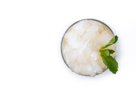 Classic Mint Julep Cocktail isolated on white backgroundの写真素材